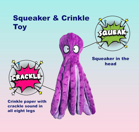Squeaky Dog Toys, Durable Plush Puppy Toys for Small, Medium and Large Breeds, Tough Dog Toys for Boredom (Purple