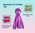 Squeaky Dog Toys, Durable Plush Puppy Toys for Small, Medium and Large Breeds, Tough Dog Toys for Boredom (Purple