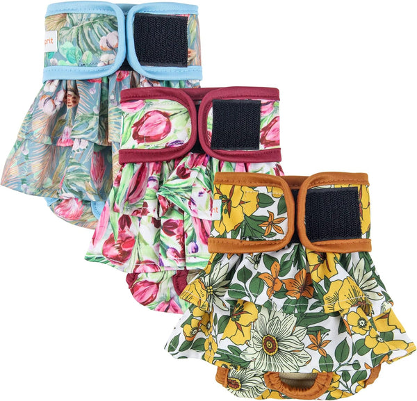 Langsprit Washable Female Dog Diapers (3 Pack) - Reusable Dog Diapers for