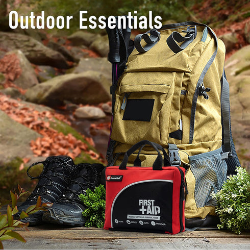 First Aid Kit - 160 Pieces Compact and Lightweight, Including Cold Pack, Emergency Blanket, Moleskin Pad for Travel,