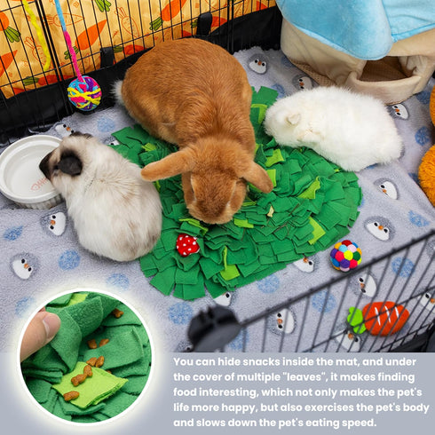 Chinchilla, Rabbit Foraging Mat, Interactive Bunny Foraging Toy Indoor, Soft Pet Feeding Mat Toy Also for Hedgehog