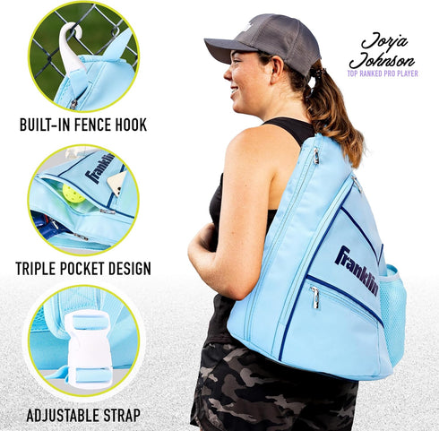 Backpack Franklin Sports Pickleball Bags - Sling Bag for Gear + Equipment - Men + Women - Holds Paddles, Balls +