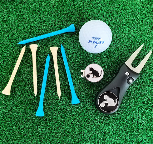 Personalized Golf Ball Markers, Double-Sided Cute Cat Logo Enamel with Magnetic Hat Clips