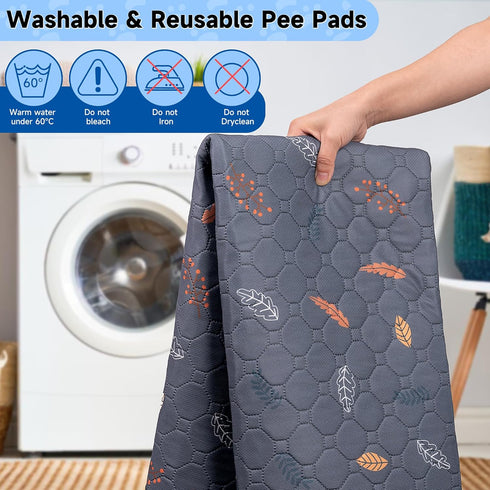 Washable Pee Pads for Dogs, 2 Pack Super Absorbent Non-Slip Reusable Pads for Dog Playpen, Crate, Floor