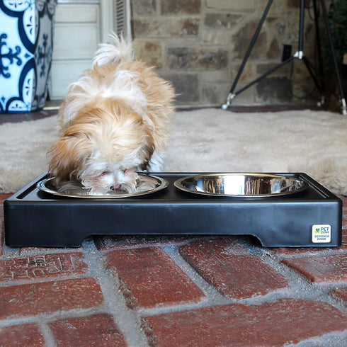 Pet Zone Designer Diner Elevated Dog Bowls - 3 Height Adjustable Stand with 2 Stainless Steel Bowls (7 Cup Each)