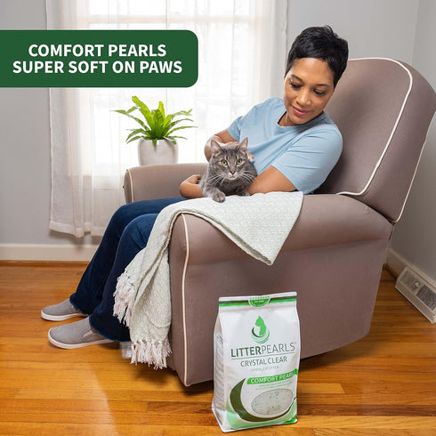 Litter Pearls 7 lb Crystal Clear Unscented Non-Clumping Cat Litter with Odorbond