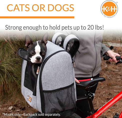 K&H Pet Products Universal Rear Bike Mount for Travel, Black, Fits Cat and Dog Bicycle Basket & Backpack