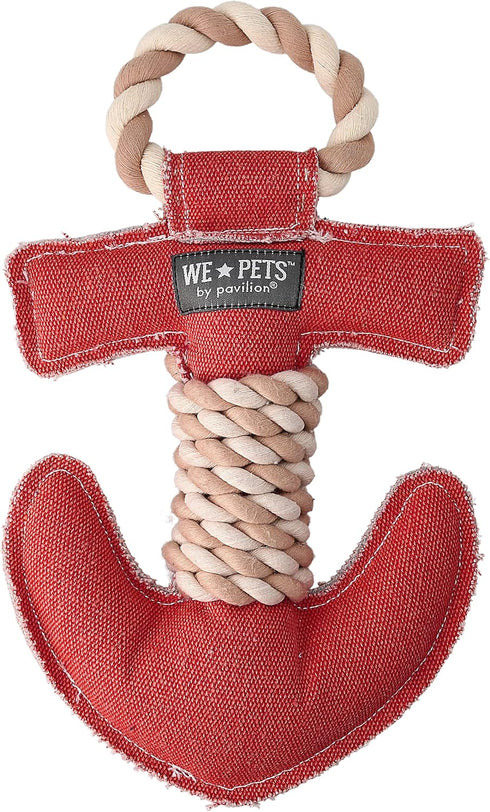 12" 7" 2" x x Red Anchor Shape Life is Better with A Lake Dog Tug of War Rope Handle Sturdy Dog Toy, Dogs