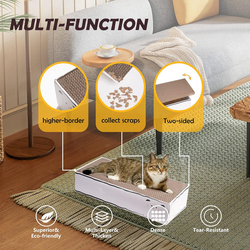 Cat Scratcher, 17.3"L x 7.9"W x 4.7"H, Reversible Design for Double Service Life