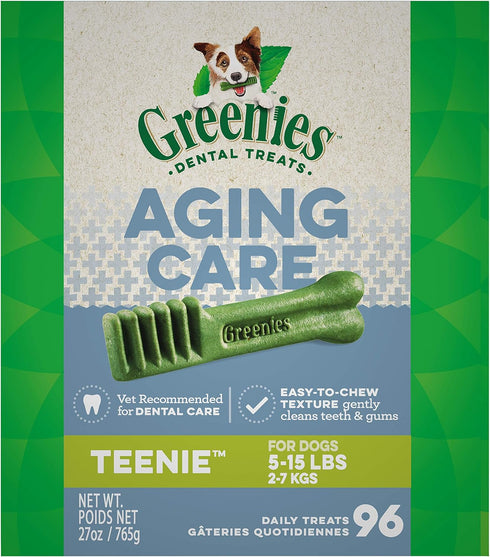 Greenies Aging Care TEENIE Natural Dental Care Dog Treats, 27 oz, Pack (96 Treats)