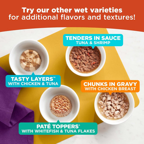 Meow Mix Paté in Gravy Wet Cat Food Variety Pack, Surf n’ Turf Patés, 2.75 Ounce (Pack of 24)