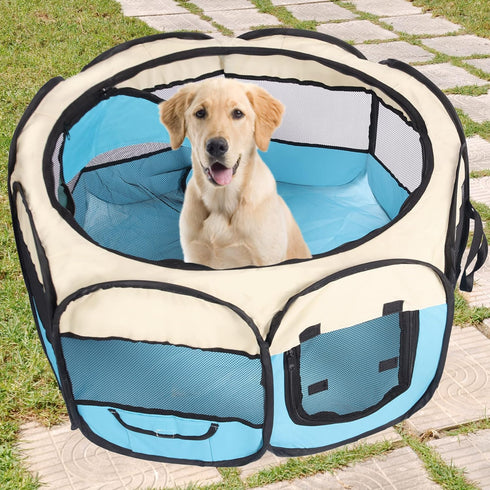 Pet Puppy Dog Playpen, Portable Foldable Cat Tent Crates Cage, Indoor Outdoor Playground 29x16 Pop Up Pet Play Pen