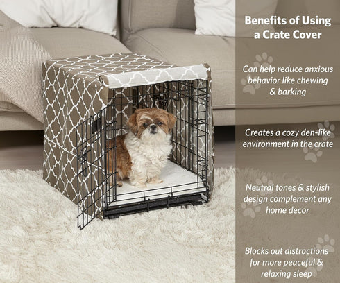 MidWest Homes for Pets Small Dog Crate Cover, Teflon Fabric Protector, Fits Most 24-inch Crates, Brown