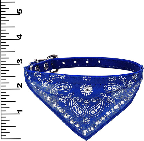 Crystal Studded Blue Bandana Pet Accessory - Hypoallergenic Polyester for Small Dogs, Cute Accessories