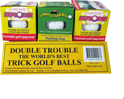 Trick Exploding & Unputtable Golf Ball, 3 Pack