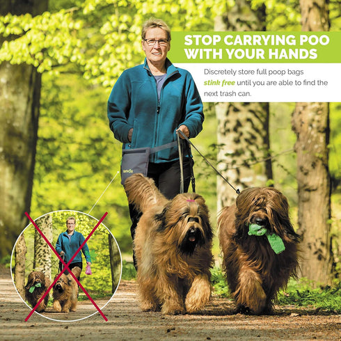 Tuff Mutt Dog Poop Bag Holder with Dispenser, Odor-Blocking Liner and Water-Resistant Fabric, Holds Full Dog Waste