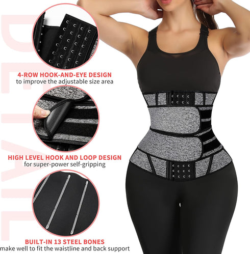 Corset Cincher KIWI RATA Neoprene Sauna Waist Trainer Sweat Belt for Women Compression Band Workout Fitness Back