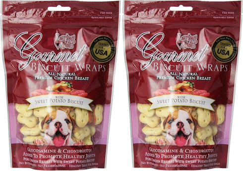 Loving Pets All Natural Premium Sweet Potato Biscuit & Chicken Wraps Dog Treat Pack 2 (2 Items) with Glucosamine