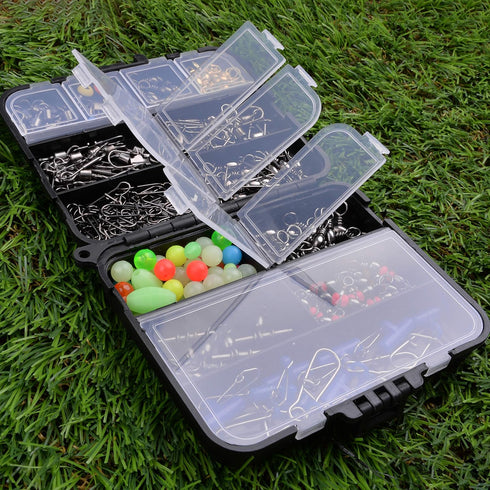 SILANON Fishing Tackle Kit with 174pcs Swivels, Sinker Slides, 3 Way Swivels, Duo Lock Snaps, Barrel Snap Swivels in
