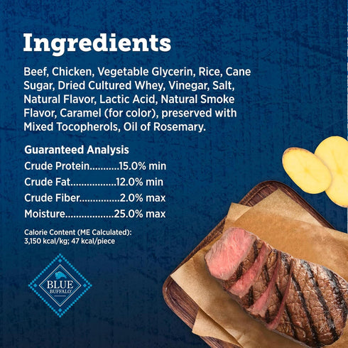 20-oz Blue Buffalo True Chews Premium Jerky Cuts Dog Treats, Made in the USA with Natural Ingredients, Beef, Bag