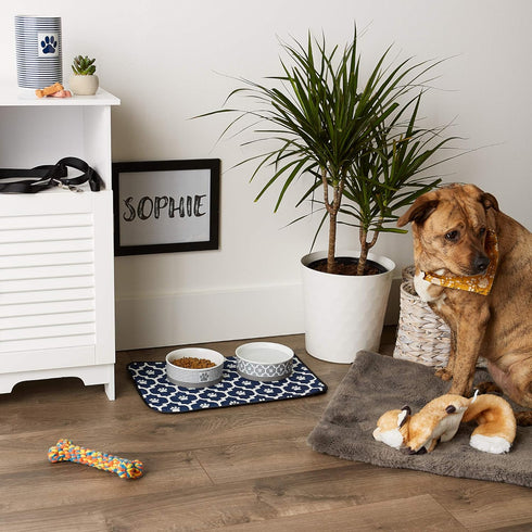 Bone Dry Ultra Absorbent Pet Mat, Machine Washable, 12x18, Nautical Blue/Off-White Lattice