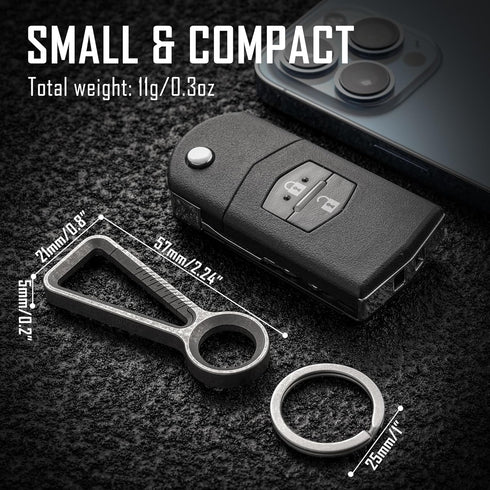 KeyUnity KM01 Titanium EDC Keychain Clip with Bottle Opener, Quick Release Carabiner Key Ring