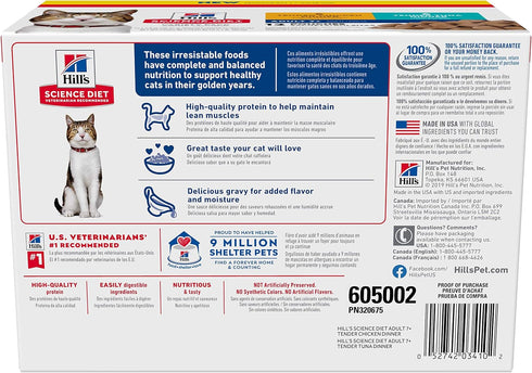 7+ Pack, 2.8 oz. 12-Pack Hill's Science Diet Adult Wet Cat Food Variety Chicken & Tuna, Pouches
