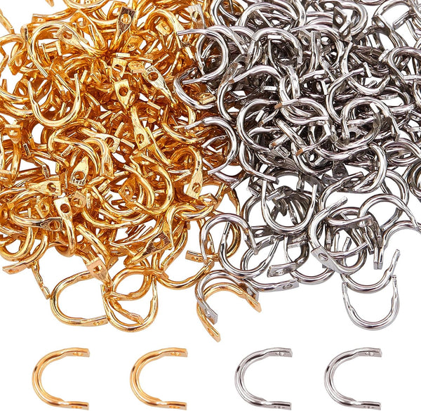 SUPERFINDINGS 300pcs Fishing Spinner Clevis, U-Shaped Brass Links for Lure Making Fishing Accessories