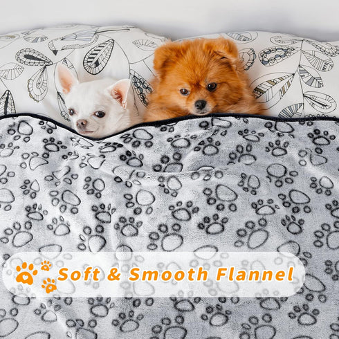 Fleece Blanket for Small Medium Dogs, Washable Puppy Blanket with Cute Paw Print for Bed Couch Protection