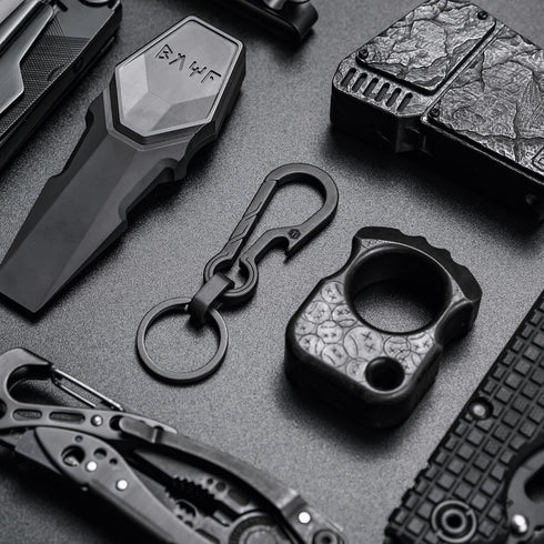 KeyUnity KM01 Titanium EDC Keychain Clip - Quick Release Carabiner Key Ring Holder for Men