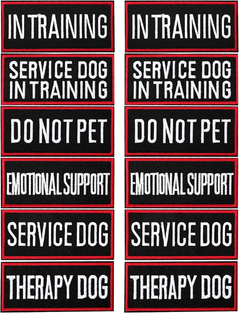 12 Pieces Removable Tactical Dog Harness Patches, Service Dog Vest Patches Do Not Pet & Emotional Support