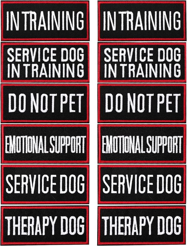 12 Pieces Removable Tactical Dog Harness Patches, Service Dog Vest Patches Do Not Pet & Emotional Support