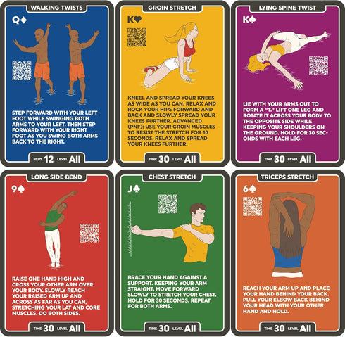 Flexibility Exercise Cards for Static and Dynamic Stretches, Video Instructions Included, Perfect for Workout Warm Ups