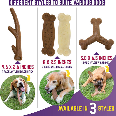 Chew King Dog Bacon Lovin’ Wishbone, Textured Nylon Bones, Bacon Flavored Chew Toy for All Breed Sizes