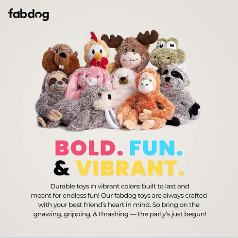 fabdog Fluffies Dog Toys - Squeaky Plush Dog Toy for All Breeds, Cute Animal-Themed Puppy Gift