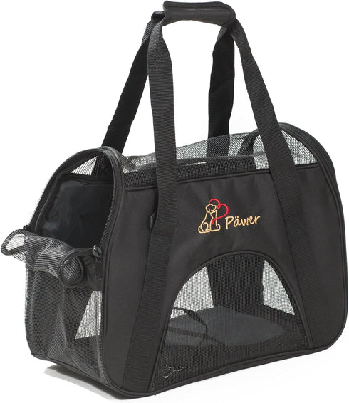 Soft-Sided Pet Carrier for Cats and Small Dogs - Black Medium Size, Washable 600D Oxford Cloth, Airline Approved Travel