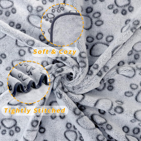 Fleece Blanket for Small Medium Dogs, Washable Puppy Blanket with Cute Paw Print for Bed Couch Protection