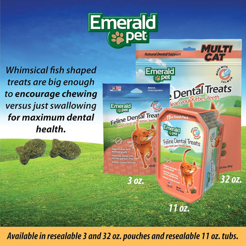 Feline Dental Treats, Grain Free, Salmon Treats, 3 oz, Natural Dental Treats for Cat Teeth and Breath