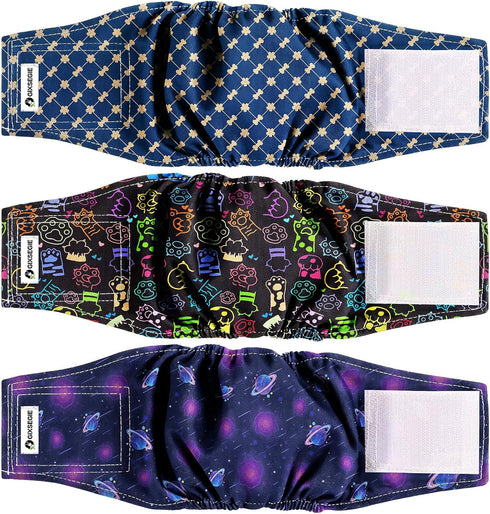 Reusable Dog Diapers Male, Washable Premium Belly Bands for Male Dogs-Pack of