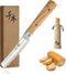 SENBON Japanese Bread Knife - 440A Stainless Steel Pocket Folding Knife, Natural Olive Handle, Serrated Camping Knife