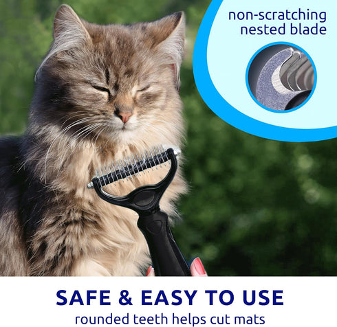 Pat Your Pet Deshedding Dog Brush - Double Sided Undercoat Grooming Rake for Dogs & Cats, Dematting Comb