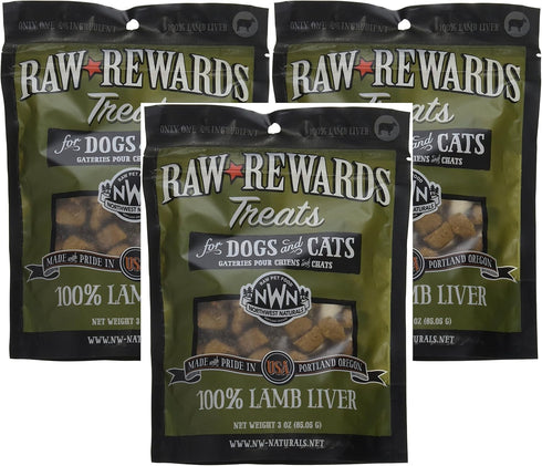 (3 Pack) Northwest Naturals Raw Rewards Freeze Dried Liver Treats, Lamb, 3 Ounces Each