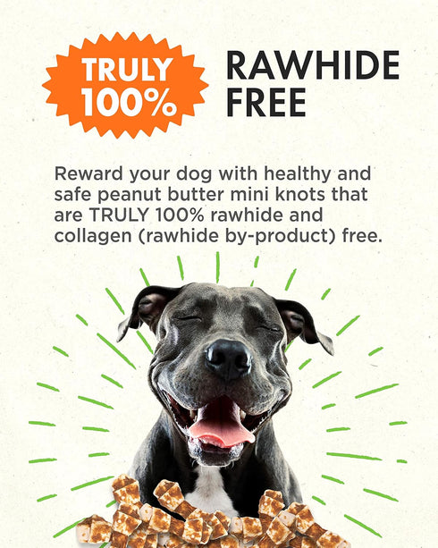 Canine Naturals Natural Peanut Butter Chew, Mini Knot, 12 Pack, 100% Rawhide Free Dog Treats with Real Peanut Butter