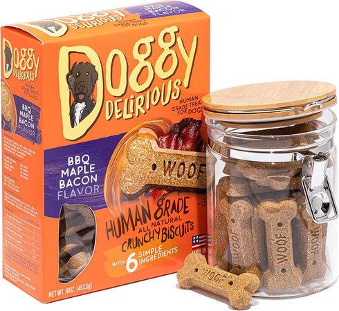 Crunchy Dog Treats for All Pet Sizes - 100% Human-Grade, BBQ Maple Bacon, 16 Oz, Delicious Snacks