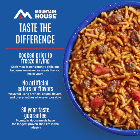 #10 7 Mountain House Spaghetti with Beef Marinara Can | Freeze Dried Survival & Emergency Food | Servings