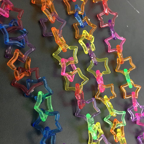 Star Shape Clear Color Chain Links, Plastic Neon Toy Parrot Bird Foot Parts, Kid DIY, 100pcs