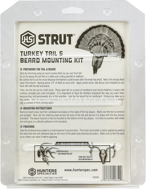 HUNTERS SPECIALTIES Strut Turkey Tail & Beard Mounting Kit - Durable Easy to Assemble Trophy Mount Kit
