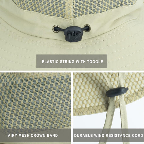 Wide Brim Breathable Mesh Sun Hat for Men and Women by Koreshion, UPF 50+ Waterproof Fishing Hat