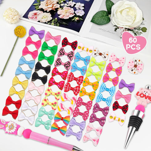 YAKA 60PCS/30Pairs Cute Puppy Dog Small Bowknot Hair Bows with Clips - Handmade Accessories for Pet Grooming