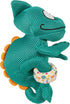 goDog Double Chew Guard Mesh Amphibianz Chameleon Squeaky Dog Toy - Teal, Large